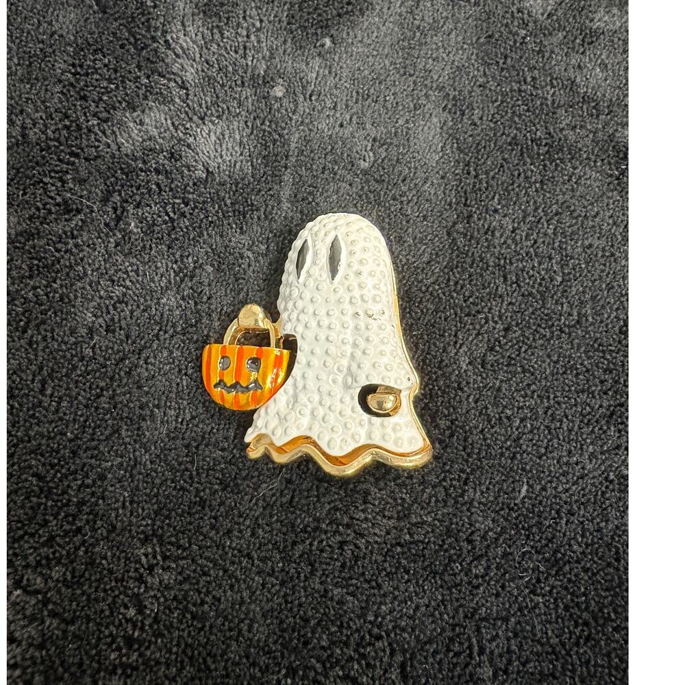 Enamel Ghost Brooch Halloween Pin - Picture 3 of 5